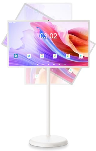 32 Inch Portable Touch Screen Monitor, 1080P Portable TV on Wheels with Built-in 13MP Camera, 6GB RAM + 128GB Storage, Android OS, Built-in Battery