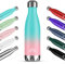 Mont-Clair H2O Trinkflasche Edelstahl - Thermosflasche - BPA-freie - Water Bottle, Edelstahl trinkflasche 500ML - 24h Kalt & 12h Warm - Trinkflasche Auslaufsicher - Cyan & Rosa