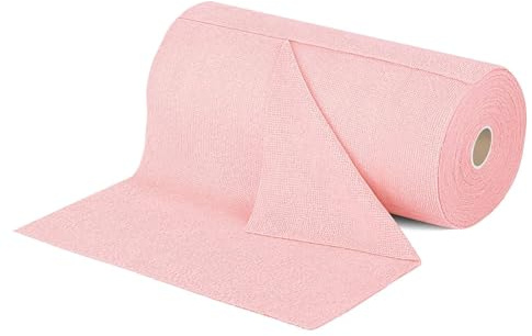 Jinavoty Rollo de toallas de microfibra desechables lavables reutilizables toallas de mano de microfibra suave absorbente paños de limpieza para cocina casa coche (Rosa, 50 hojas)