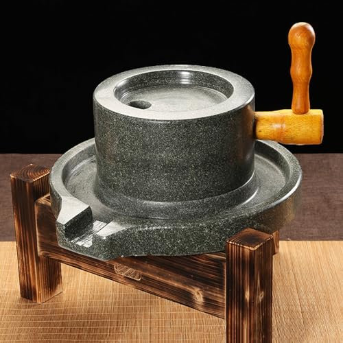 Paste Mill,Hand Stone Mill, Handmade Stone Mill Small Black Manual Coffee Grinder, Dry/Wet Wheat Berry Rice Mill, Removable Grain Grinding Tool