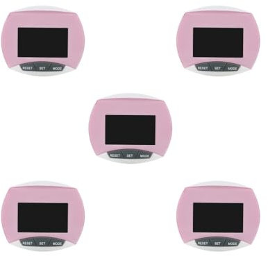 Lot de 5 compteurs de pas électroniques multifonctions pour comptage des calories et podomètre - Grand écran - Rose