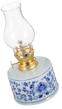 GOOHOCHY Vintage Glas Petroleum Öllampen Kammer Sturmlaternen Dekorativ Innenbereich Tischdekor Notbeleuchtung Charmante Note Elegant Kunstvoll Gestaltet