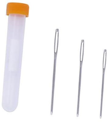 Operitacx Stumpfe Sticknadeln Mit Großem Öhr 9 Stück Nähnadeln Metall 3 Größen (1,6x53/60/70 Mm) Mit Nadel Flasche Für Kreuzstich Und Wollnadeln