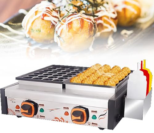 Dfdieratve Takoyaki Pan w/2 NonStick Octopus Meat Fish Ball Maker| Cast Iron Octopus Ball Maker |Octopus Ball Grill Maker | Pre-Seasoned Cast Iron Pancake Octopus Ball Grill