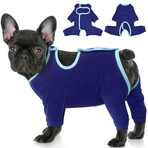 IECOii Hundebody Nach Op,Pet Recovery Suit Hund Medical Shirt,Hundebody Nach Op Hündin,Hunde Nach Kastration Rüde Hündin,Atmungsaktiv Body Für Hunde Nach Op,Anti-Wundlecken Body Hund,Blau,XS