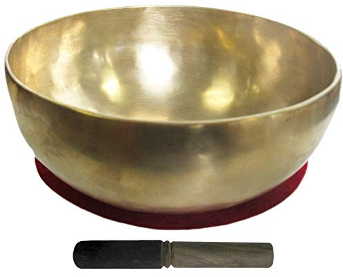 Therapeutische UNIVERSAL KLANGSCHALE ca. 3500g 32-34cm Handarbeit Nepal 3-tlg Klangmassage Set Klangtherapie + Entspannung + Meditation mit Kissen + Klöppel. 70221-11