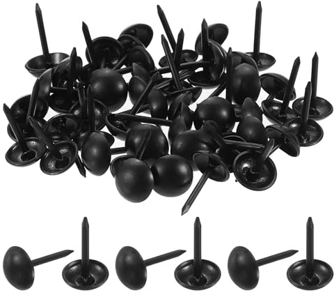sourcing map 100 Pcs Upholstery Tacks, 7 x 13mm Round Head Upholstery Nails Pins Vintage Decorative Furniture Tacks for Chairs Sofas Beds DIY Project, Black