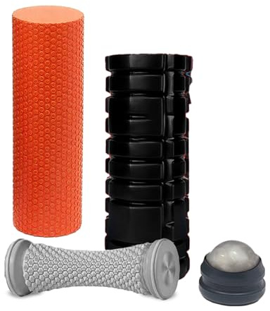 Skumrulle-Set, 4-I-1 Massagerullekombination, Solid Yogapelare, Fotmassageboll, HandhåLlen Rullmassageapparat FöR Rygg, Fot, Ben, Nacke, Sportyoga Och Muskelavslappning