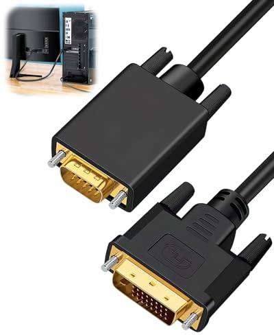 Active DVI-D to VGA 1.8 Meter Cable, 1080P Gold-Plated Port Male to Male, Active DVI-D to VGA Cord Compatible with PC Laptop Monitor Projector Laptop, Desktop, Computer, Monitor