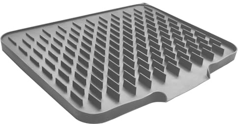 FOSER Alfombrilla de silicona para escurrir platos, 50 cm × 40 cm, con cepillo de limpieza, resistente al calor, antideslizante e inodora (gris oscuro (sin cepillo de limpieza), 40 x 30 cm