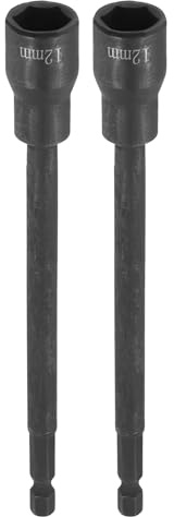 sourcing map 2 brocas de destornillador de tuerca de 12 mm, vástago hexagonal de 150 mm, llaves magnéticas extra largas de 6 puntos, ajuste rápido de pernos de acero al cromo vanadio para taladros