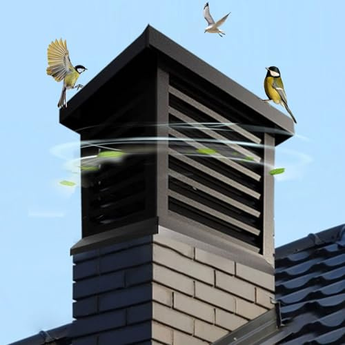Square Chimney Cap - Tapered Top Rain Louver Cover for Enhanced Fireplace & Roof Vent Protection - Durable Drain Cap