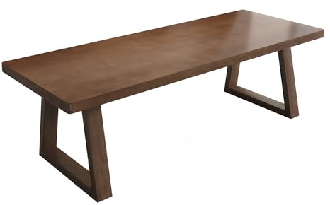 Table de salle à manger moderne en bois massif du milieu du siècle – Table rectangulaire de cuisine et de conférence avec 2 pieds en bois robuste finition noyer (220 x 80 x 74,9 cm (L x l x H)