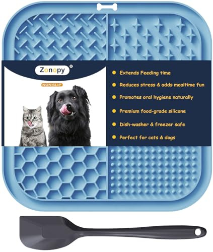 Zonopy Tappetino per leccare cani e gatti con ventose, 1 confezione quadrata per cani lenta mangiatoia per alleviare l'ansia e la noia, giocattoli per cani per tenerli occupati, tappetino per