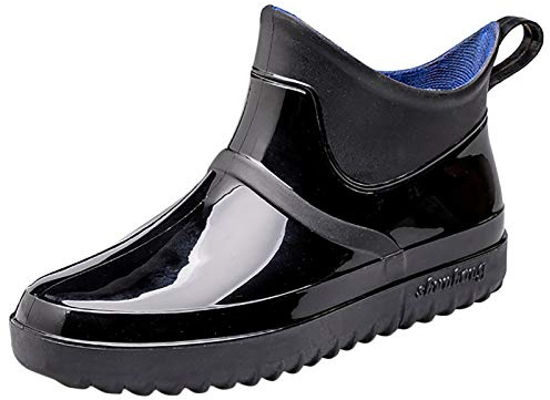 Botas de goma para hombre, impermeables, antideslizantes, transpirables, modernas, básicas, botas de equitación, botas de lluvia y goma, Negro , 44 EU