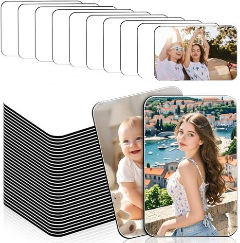 Confezione da 50 magneti bianchi per sublimazione 5,5 x 7,5 cm, magneti bianchi vuoti per frigorifero, magneti quadrati decorativi fai da te, adesivi magnetici per lavagna, ufficio, parete, porta