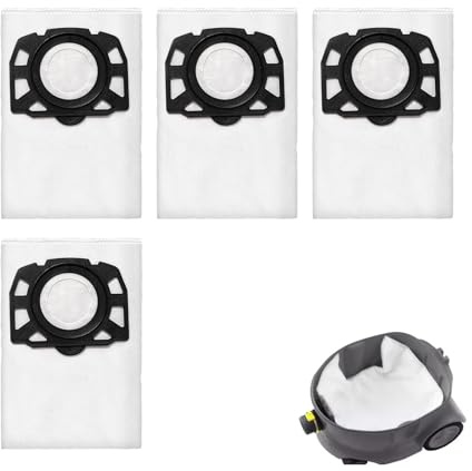 4 Pack Vacuum Bags Compatible with Karcher WD3, WD 2 Plus, WD 3, KWD 1, KWD 2, KWD 3, MV 3, SE 4001, SE 4002, WD 3 Battery, Models WD 3.200 to WD 3.800 M – Better Filtration for Optimal Performa