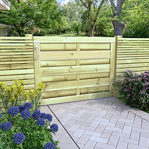 Portail de Jardin, Pin Imprégné Vert 100x75 cm, Portillon de Jardin en Bois Massif, Design Robust à Lattes, Portail de Jardin Résistant aux Intempéries, Terrasse, Clôture, Vert, 100 x 75 cm