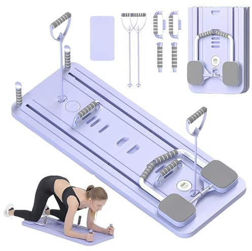OYFGQDI Upgraded Pilates Reformer Machine with Resistance Rope and Timer Multi-Functional Full-Body Workout Trainer for Men and Women Ab Roller Board Automatic Rebound Ab Roller for Home and Gym Use