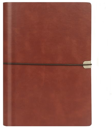 FYY A5 Ringbuch, PU Leder 6 Ringe Notizbuch, Tagebuch Journal Planer mit Nachfüllbar Liniert Papier 100 Blätter/200 Seiten, Notizblock für Schule, Büro, Schreiben Braun