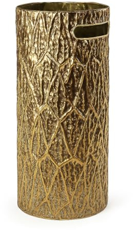 MECSAL CASALINGHI Portaombrelli in Metallo Oro Design Moderno Ø20x55 cm – Porta Ombrelli Tondo Decorativo per Ingresso, Salotto o Ufficio – Stile Elegante e Resistente, Vari Modelli (Oro Lucido)
