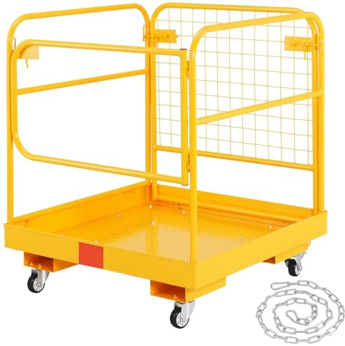 Plataforma de seguridad plegable con jaula for montacargas 1200 libras ruedas giratorias bloqueables for 1 o 2 adultos for trabajos aéreos Andamio plegable portátil