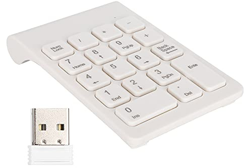 Generic Mini Teclado Inalámbrico de 2,4G, Teclado Numérico, Accesorio Ligero para PC USB para Estudiantes de Escritura Rápida, Color Blanco (White)