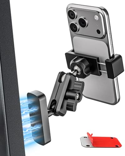 woleyi Support Magnétique Téléphone - Stable & Réglable & Portable | Support Mural Aimant pour Frigo, Salle de Sport, Chariot Elévateur, Tracteur, pour tous les Téléphones, iPhone, Android