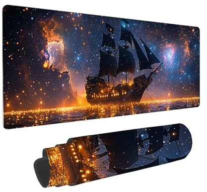 Alfombrilla Ratón XXL Grande Gaming Mouse Pad 1600 x 800 mm, Impermeable Antideslizante Mousepad, Lavable, Alfombrilla Escritorio con Base de Caucho para Gamers, PC y Portátil - (Star vela) G-826
