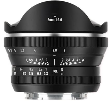 6mm F2.0 APS-C Fisheye Lens, Compatible for Sony E | E,RF,Z,XF,M43 Mount, APS-C Fisheye Optical Structure(Macro 4/3)