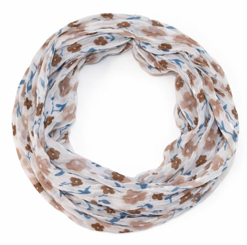 beybey® feiner Damen Loop Schal aus Seide und Viskose mit Blümchen Muster - Frühlingserwachen und die Brise des Lebens.