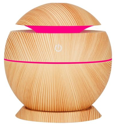 QUMIIRITY Mini Humidificador de Aire Doméstico USB 130 Ml, Difusor Ultrasónico Silencioso Luz LED Colorida, Diseño Compacto de Madera Clara para Oficina, Dormitorio y Coche