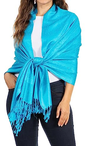 Sakkas Soft Pashmina Feel Paisley Design Sjal/stola, Turkos, one size