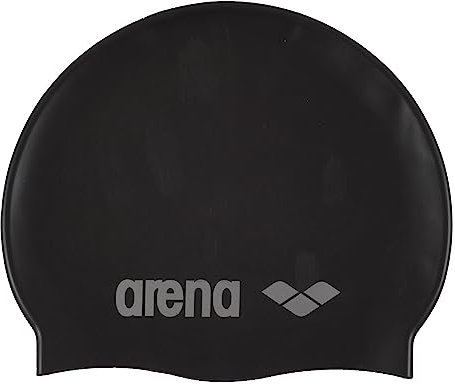 ARENA Kinder Badekappe Classic Silicone Schwimmkappe, Black-Silver (55), Einheitsgröße EU