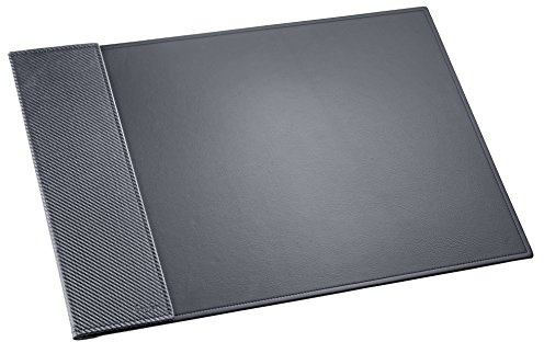 Läufer 38056 Concerto Schreibtischunterlage aus Leder mit Kalender und Notizblock, Echt Leder, schwarz, carbon, Ziernaht schwarz, Handgefertigt aus Echtleder in Deutschland, Schreibunterlage aus Leder