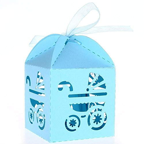Musuntas 50Tlg.Vogelkäfig-Entwurf Hochzeit Taufe Gastgeschenk Geschenkbox Kartonage Schachtel Tischdeko Bonboniere Box Hochzeit Dekoration Baby Shower Bonboniere Box（Baby blau)