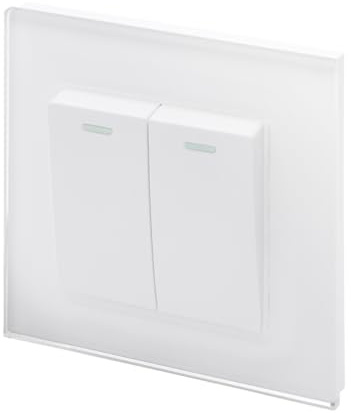 RETROTOUCH Crystal Double Light Switch, White Glass, 2-Way, 10AX