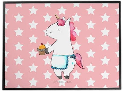 Mr. & Mrs. Panda Schreibunterlage Einhorn Muffin - Geschenk, tischpad, Backen, Tischunterlage, Liebesgrüße, Geburtstag, Geburtstagsgrüße, Unicorn, schreibtischunterlagen, Schreibtisch Unterlagen
