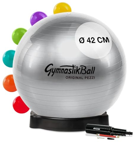 PEZZI Gymnastikball Standard Ø 42 cm mit Ballschale und Pumpe Anthrazit