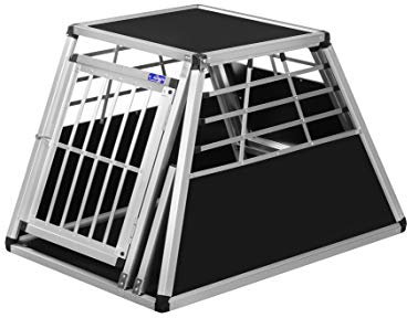 ALPUNA Transportbox N57 – Aluminium Hundebox 100×65×62,5 cm – Auto Hundebox mit Notausstieg, sicherer Hundetransport im Kofferraum