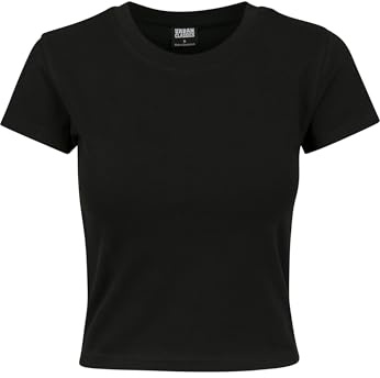 Urban Classics Women's Women's Stretch Jersey Cropped T-shirt T Shirt, Black, XS UK
