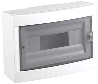 Boîtier de distribution en saillie IP40 2, 4, 6, 8, 12, 16, 24, 36, 12, 24, 36 modules - 1,2,3 rangées avec rail DIN + bornes PE/N (12 modules)