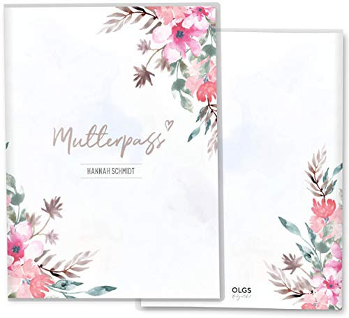 OLGS Mutterpasshülle Florentina Aquarell Summer - Personalisierbare Kunststoff-Schutzhülle mit Blumenmotiv für Mutterpass, Schwangerschaftsbedarf