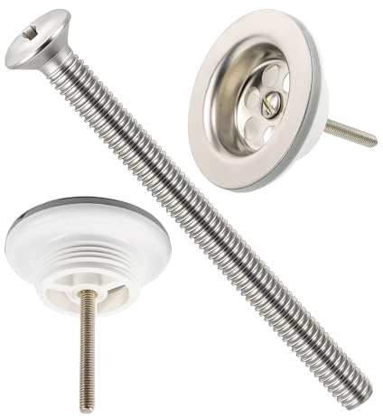 Tornillo de montaje de repuesto M6x60 para la válvula de desagüe del fregadero, aplicable universalmente para Ø 62,5 mm - 1 1/4 pulgadas y 70 mm - 1 1/2 pulgadas, acero inoxidable SS201, tornillo 1x