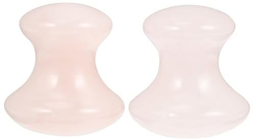 Uonlytech 2Pcs Werkzeug Rose Quarz Pilz Gesicht Massager Gesundheit Jade Stein Pilz Schaben Massage Werkzeug für Home Spa Rosa