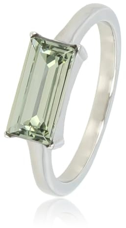 My Bendel - Ring Silber weich grün rechteckig Glas Stein- Stylischer Ringe für Damen - Bleibt schön und Verfärbt nicht - Stapeln Ringe - mit Luxuriösen Geschenkverpackung