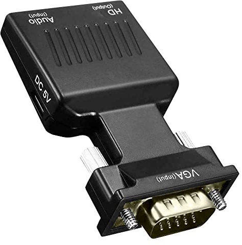 OcioDual Adattatore da VGA Maschio a HDMI Femmina Nero Convertitore Video Audio Full HD 1080p per PC Computer Laptop TV Monitor