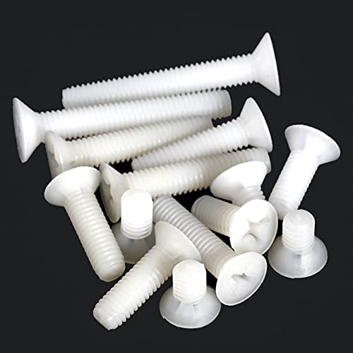 CONPHERON Tornillos de cabeza avellanada cruzado de nailon Tornillos de cabeza plana Tornillos de plástico blanco, M6*40 mm,30 pcs