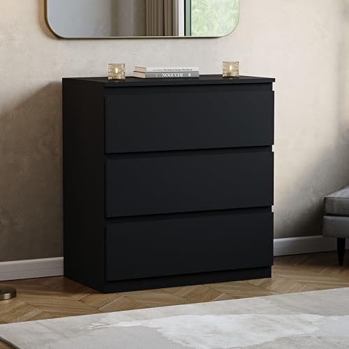 Vida Designs Denver Commode à tiroirs (Noir, 3 tiroirs)