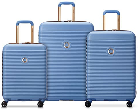 DELSEY Paris - Freestyle - Set de 3 valises rigides 55cm/ 66,5cm/ 76cm - roulettes silencieuses - Coque légère et Solide - Bleu Ciel